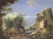 Napoletano, Filippo Landscape with Ruins and Figures (mk05) Spain oil painting artist